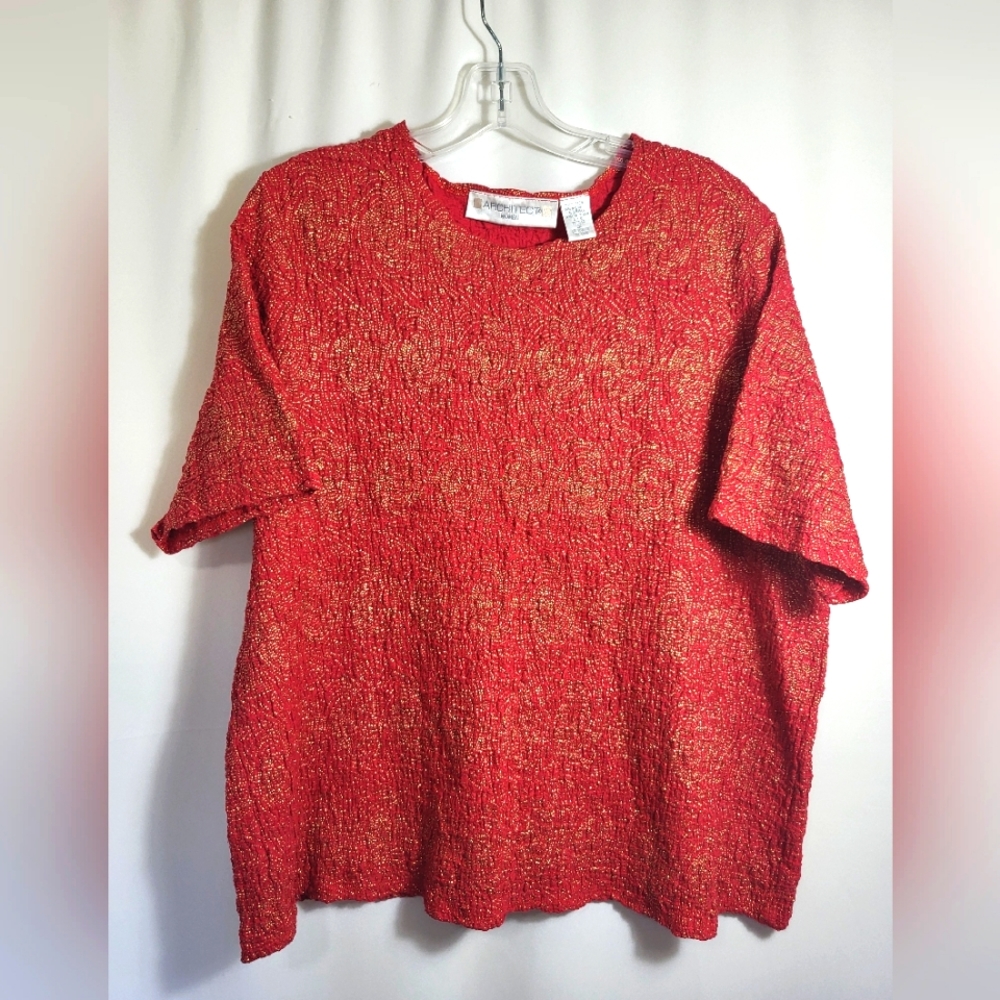 Architect red and gold shimmery tunic women's 2X  #1649